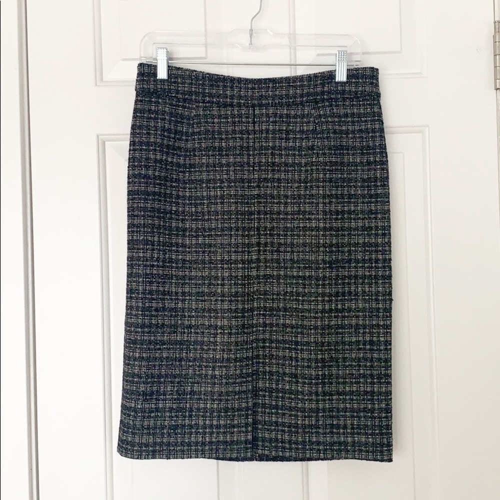 Trina Turk Black/White Tweed Wool Blend Pencil Skirt